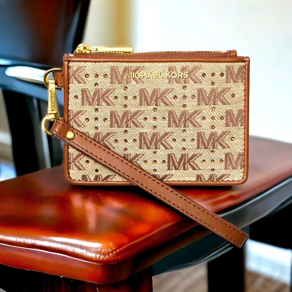 Logo Crystal Embellished Jet Set Small Coin Purse